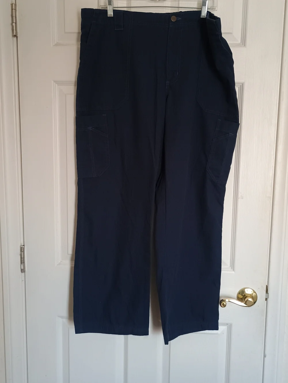 EUC Carhartt C54108 Men’s XL Blue Ripstop Cargo Work Pants Utility Elastic Waist